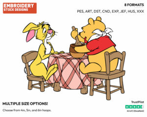 Winnie The Pooh Eating Honey At Rabbit's House - Winnie the Pooh and Friends - Winnie the Pooh & Friends - Disney Embroidery Design in 3 sizes & 8 formats