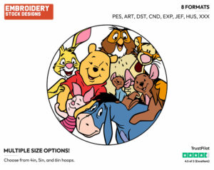 Winnie The Pooh, Piglet, Eeyore, Tigger, Owl, Kanga, Roo And Rabbit - Winnie the Pooh and Friends - Winnie the Pooh & Friends - Disney Embroidery Design in 3 sizes & 8 formats