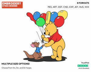 Pooh Giving Roo Balloons - Winnie the Pooh and Friends - Winnie the Pooh & Friends - Disney Embroidery Design in 3 sizes & 8 formats