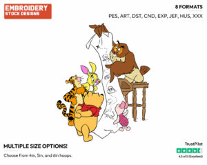 Pooh, Friends Consulting A Map - Winnie the Pooh and Friends - Winnie the Pooh & Friends - Disney Embroidery Design in 3 sizes & 8 formats