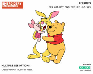 Rabbit, Piglet, Pooh Hugging - Winnie the Pooh and Friends - Winnie the Pooh & Friends - Disney Embroidery Design in 3 sizes & 8 formats