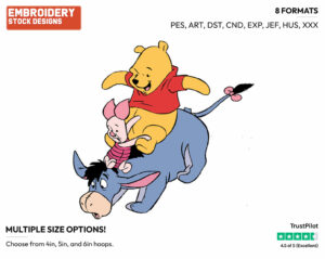 Pooh, Piglet, Eeyore - Winnie the Pooh and Friends - Winnie the Pooh & Friends - Disney Embroidery Design in 3 sizes & 8 formats