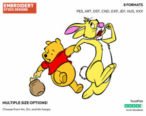 Pooh, Rabbit Running - Winnie the Pooh and Friends - Winnie the Pooh & Friends - Disney Embroidery Design in 3 sizes & 8 formats