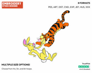 Tigger Pouncing On Rabbit - Winnie the Pooh and Friends - Winnie the Pooh & Friends - Disney Embroidery Design in 3 sizes & 8 formats