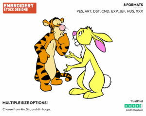 Tigger, Rabbit - Winnie the Pooh and Friends - Winnie the Pooh & Friends - Disney Embroidery Design in 3 sizes & 8 formats