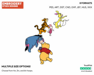 Pooh, Tigger, Eeyore, Piglet, Rabbit - Winnie the Pooh and Friends - Winnie the Pooh & Friends - Disney Embroidery Design in 3 sizes & 8 formats