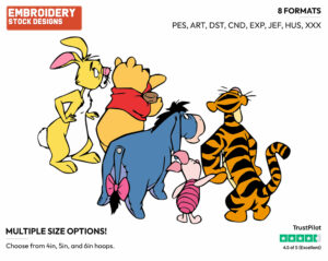 Pooh, Piglet, Eeyore, Tigger, Rabbit - Winnie the Pooh and Friends - Winnie the Pooh & Friends - Disney Embroidery Design in 3 sizes & 8 formats