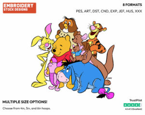 Winnie The Pooh, Friends - Winnie the Pooh and Friends - Winnie the Pooh & Friends - Disney Embroidery Design in 3 sizes & 8 formats