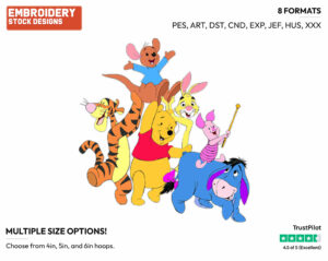 Pooh, Tigger, Piglet, Eeyore, Roo, Rabbit - Winnie the Pooh and Friends - Winnie the Pooh & Friends - Disney Embroidery Design in 3 sizes & 8 formats