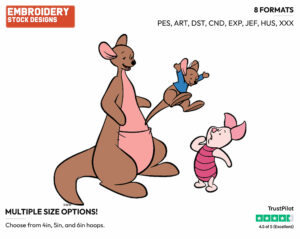 Kanga, Roo, Piglet - Winnie the Pooh and Friends - Winnie the Pooh & Friends - Disney Embroidery Design in 3 sizes & 8 formats