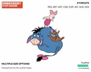 Piglet, Roo Sliding Down Eeyore's Back - Winnie the Pooh and Friends - Winnie the Pooh & Friends - Disney Embroidery Design in 3 sizes & 8 formats