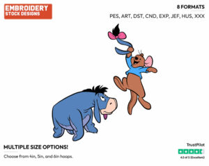 Roo Brandishing Eeyore's Tail - Winnie the Pooh and Friends - Winnie the Pooh & Friends - Disney Embroidery Design in 3 sizes & 8 formats