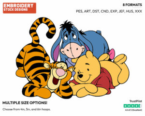 Pooh, Eeyore, Tigger - Winnie the Pooh and Friends - Winnie the Pooh & Friends - Disney Embroidery Design in 3 sizes & 8 formats
