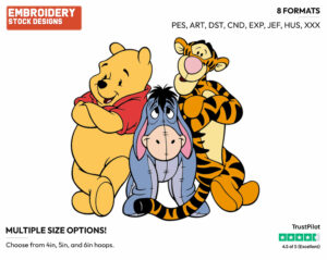 Pooh, Eeyore, Tigger - Winnie the Pooh and Friends - Winnie the Pooh & Friends - Disney Embroidery Design in 3 sizes & 8 formats