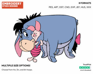 Piglet, Eeyore - Winnie the Pooh and Friends - Winnie the Pooh & Friends - Disney Embroidery Design in 3 sizes & 8 formats