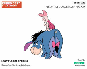 Piglet, Eeyore - Winnie the Pooh and Friends - Winnie the Pooh & Friends - Disney Embroidery Design in 3 sizes & 8 formats