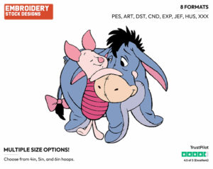 Piglet Hugging Eeyore - Winnie the Pooh and Friends - Winnie the Pooh & Friends - Disney Embroidery Design in 3 sizes & 8 formats