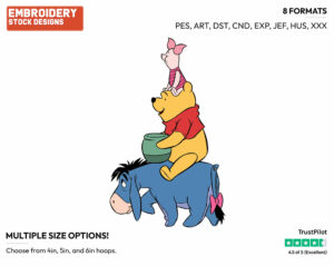 Pooh, Piglet, Eeyore - Winnie the Pooh and Friends - Winnie the Pooh & Friends - Disney Embroidery Design in 3 sizes & 8 formats