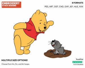 Winnie The Pooh And Gopher - Winnie the Pooh and Friends - Winnie the Pooh & Friends - Disney Embroidery Design in 3 sizes & 8 formats
