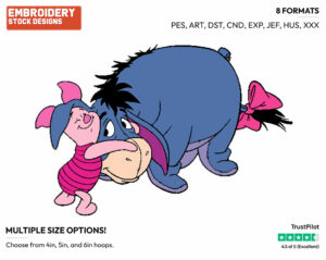Piglet Hugging Eeyore - Winnie the Pooh and Friends - Winnie the Pooh & Friends - Disney Embroidery Design in 3 sizes & 8 formats