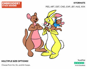 Rabbit, Kanga, Roo - Winnie the Pooh and Friends - Winnie the Pooh & Friends - Disney Embroidery Design in 3 sizes & 8 formats