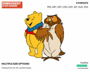 Pooh, Owl - Winnie the Pooh and Friends - Winnie the Pooh & Friends - Disney Embroidery Design in 3 sizes & 8 formats