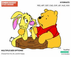 Pooh, Rabbit - Winnie the Pooh and Friends - Winnie the Pooh & Friends - Disney Embroidery Design in 3 sizes & 8 formats
