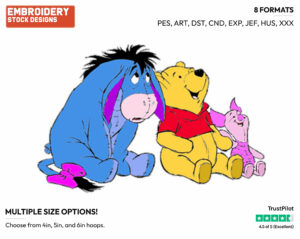Pooh, Piglet, Eeyore - Winnie the Pooh and Friends - Winnie the Pooh & Friends - Disney Embroidery Design in 3 sizes & 8 formats