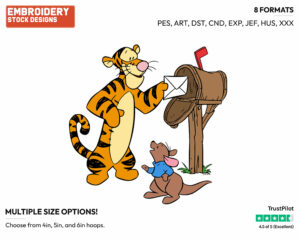 Tigger, Roo Receiving A Letter In The Mailbox - Piglet Tigger and Roo - Winnie the Pooh & Friends - Disney Embroidery Design in 3 sizes & 8 formats
