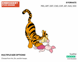 Tigger, Piglet - Piglet Tigger and Roo - Winnie the Pooh & Friends - Disney Embroidery Design in 3 sizes & 8 formats