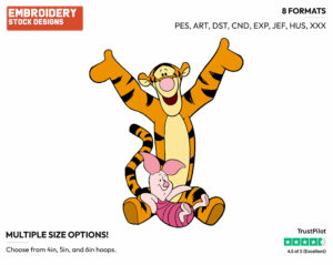 Piglet, Tigger - Piglet Tigger and Roo - Winnie the Pooh & Friends - Disney Embroidery Design in 3 sizes & 8 formats
