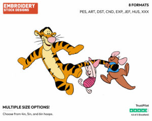 Piglet, Tigger, Roo Playing - Piglet Tigger and Roo - Winnie the Pooh & Friends - Disney Embroidery Design in 3 sizes & 8 formats