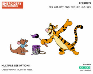 Tigger, Roo Painting - Piglet Tigger and Roo - Winnie the Pooh & Friends - Disney Embroidery Design in 3 sizes & 8 formats