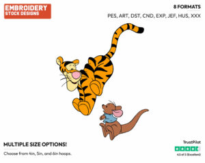 Tigger, Roo Bouncing - Piglet Tigger and Roo - Winnie the Pooh & Friends - Disney Embroidery Design in 3 sizes & 8 formats