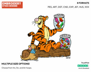 Tigger, Roo, Butterflies In Jars - Piglet Tigger and Roo - Winnie the Pooh & Friends - Disney Embroidery Design in 3 sizes & 8 formats