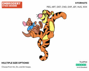 Tigger, Roo Bouncing - Piglet Tigger and Roo - Winnie the Pooh & Friends - Disney Embroidery Design in 3 sizes & 8 formats