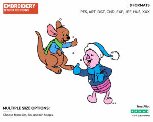 Roo, Piglet In Snow - Piglet Tigger and Roo - Winnie the Pooh & Friends - Disney Embroidery Design in 3 sizes & 8 formats