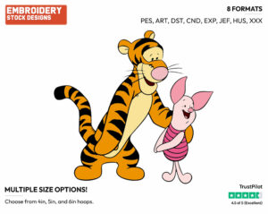 Tigger, Piglet - Piglet Tigger and Roo - Winnie the Pooh & Friends - Disney Embroidery Design in 3 sizes & 8 formats