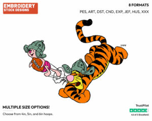 Piglet, Tigger Playing Football - Piglet Tigger and Roo - Winnie the Pooh & Friends - Disney Embroidery Design in 3 sizes & 8 formats