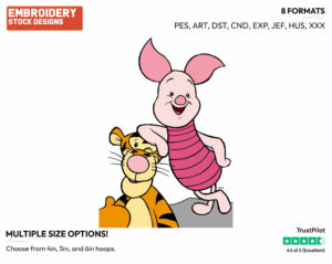 Piglet, Tigger - Piglet Tigger and Roo - Winnie the Pooh & Friends - Disney Embroidery Design in 3 sizes & 8 formats