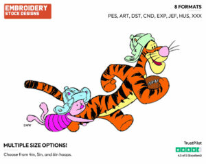 Piglet, Tigger Playing Football - Piglet Tigger and Roo - Winnie the Pooh & Friends - Disney Embroidery Design in 3 sizes & 8 formats