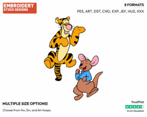 Tigger, Roo - Piglet Tigger and Roo - Winnie the Pooh & Friends - Disney Embroidery Design in 3 sizes & 8 formats