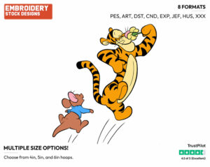 Roo, Tigger Bouncing - Piglet Tigger and Roo - Winnie the Pooh & Friends - Disney Embroidery Design in 3 sizes & 8 formats