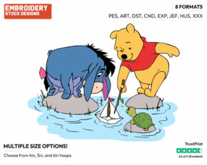 Pooh, Eeyore Playing - Winnie the Pooh and Eeyore - Winnie the Pooh & Friends - Disney Embroidery Design in 3 sizes & 8 formats