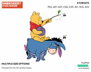 Pooh, Eeyore Exploring - Winnie the Pooh and Eeyore - Winnie the Pooh & Friends - Disney Embroidery Design in 3 sizes & 8 formats