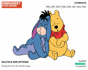 Pooh, Eeyore Sleeping - Winnie the Pooh and Eeyore - Winnie the Pooh & Friends - Disney Embroidery Design in 3 sizes & 8 formats
