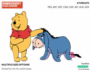 Pooh, Eeyore - Winnie the Pooh and Eeyore - Winnie the Pooh & Friends - Disney Embroidery Design in 3 sizes & 8 formats