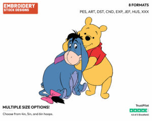 Winnie The Pooh Hugging Eeyore - Winnie the Pooh and Eeyore - Winnie the Pooh & Friends - Disney Embroidery Design in 3 sizes & 8 formats