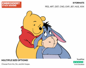 Pooh, Eeyore - Winnie the Pooh and Eeyore - Winnie the Pooh & Friends - Disney Embroidery Design in 3 sizes & 8 formats