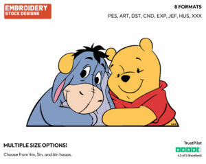 Pooh, Eeyore - Winnie the Pooh and Eeyore - Winnie the Pooh & Friends - Disney Embroidery Design in 3 sizes & 8 formats